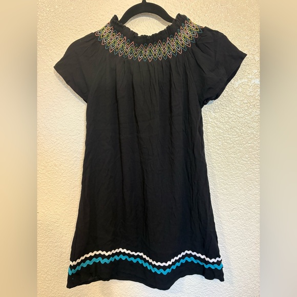 Miken Swim Cover Up Dress Women XS Black Embroidered Boho Beach Tunic - Picture 2 of 10